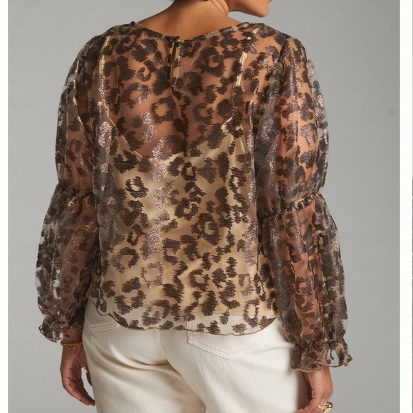 NWT Anthropologie Sheer Leopard Top - Picture 13 of 16
